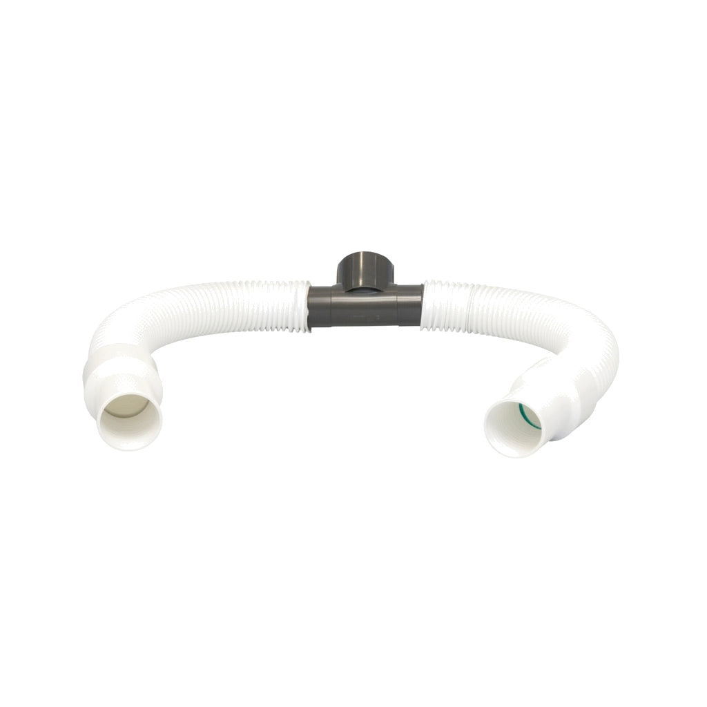 Pentair R201756 manifold assembly with two white ribbed hose sections joined by a gray center fitting