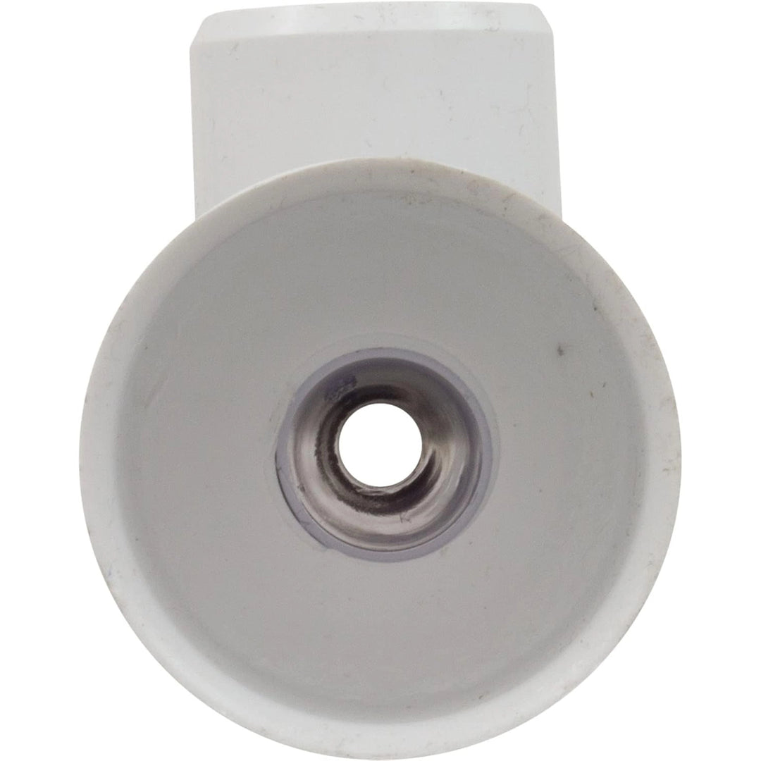 white circular concrete venturi jet with central small nozzle hole and rectangular base attachment