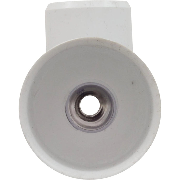white circular concrete venturi jet with central small nozzle hole and rectangular base attachment