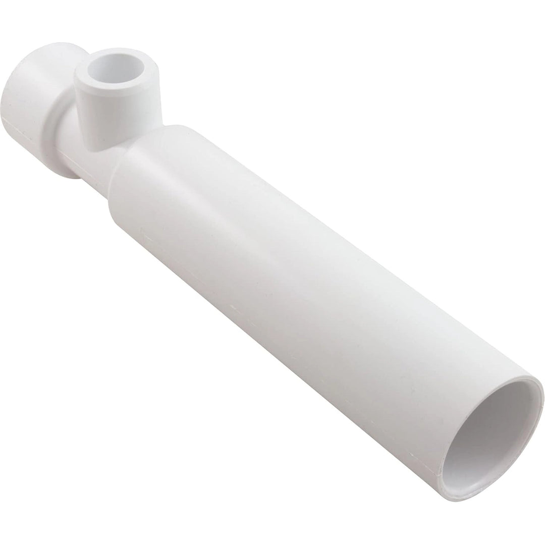 white plastic venturi jet component with a cylindrical body and three socket openings of varying sizes for air and water connections