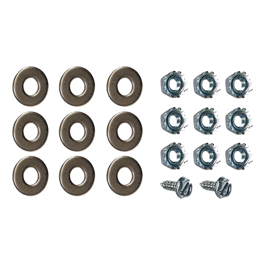 Pentair 474958 hardware kit: 9 flat washers, 9 keps nuts, and 2 hex-head sheet metal screws