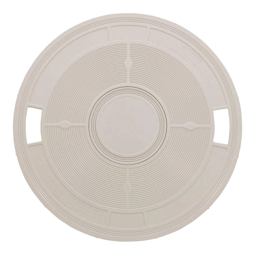 Pentair L4RW round white plastic pool skimmer lid, 9-3/16 in., with concentric ribbing and two finger slots