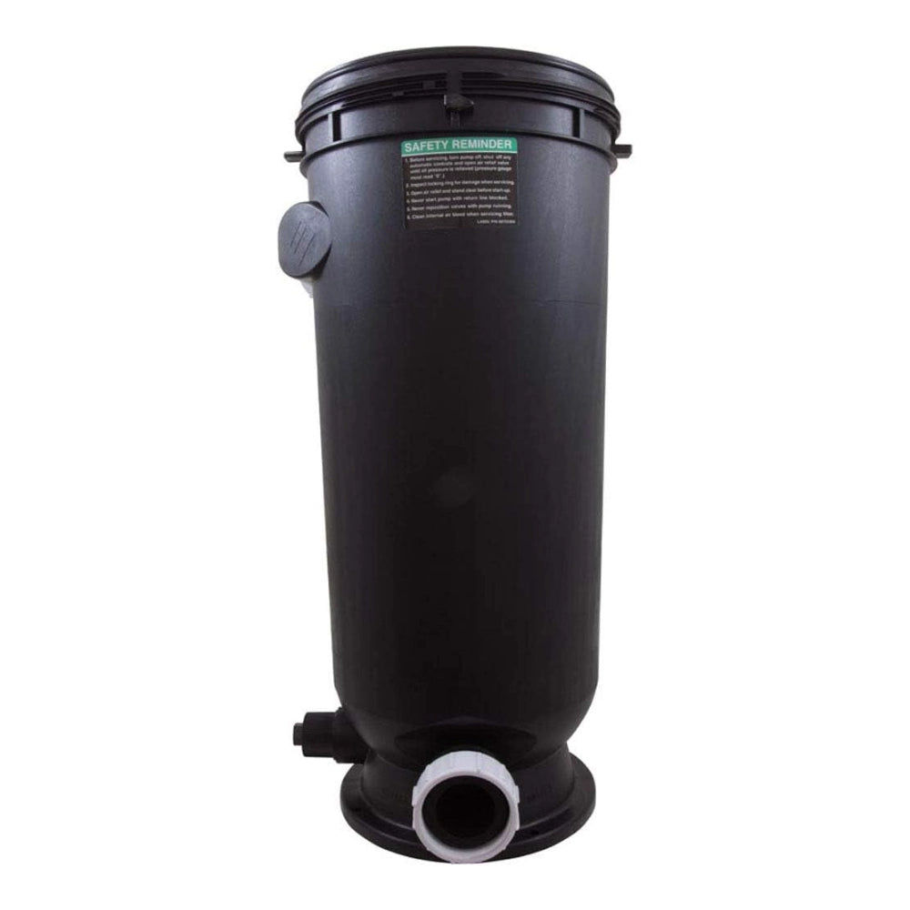 Black plastic Pentair tank bottom 178743Z with drain cap and threaded side port for POSI-CLEAR RP filters