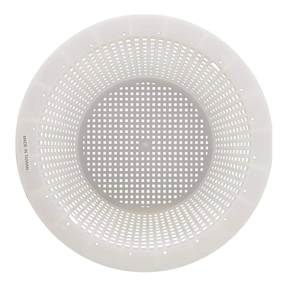 Pentair tapered skimmer basket with square mesh holes, white plastic, "Made in Taiwan" molded on rim
