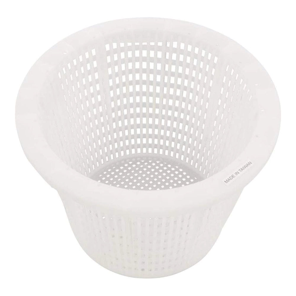 White tapered mesh skimmer basket with "Made in Taiwan" mark, Pentair basket for Admiral S-20 skimmer.