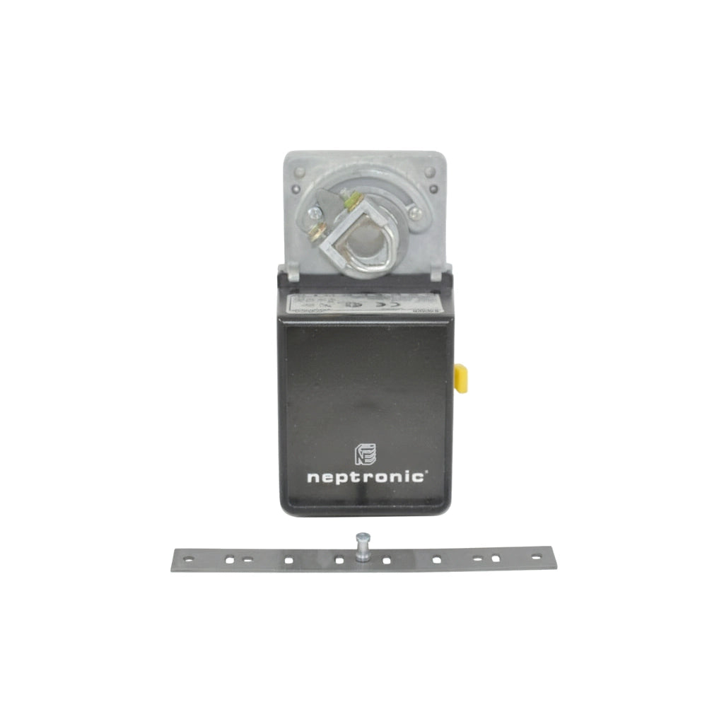 Pentair valve actuator R2027500 with black housing, neptronic logo, gray mounting bracket, and metal mounting plate