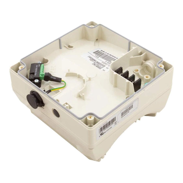 Interior of beige Pentair IntelliFlo variable speed drive housing 356878Z showing wiring terminals and connectors.