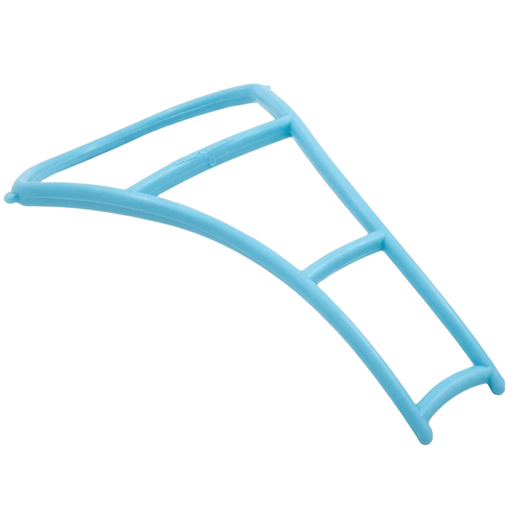 Light blue molded plastic Pentair Kreepy Krauly wall climb adjuster bracket, K12065, with ribbed frame design.