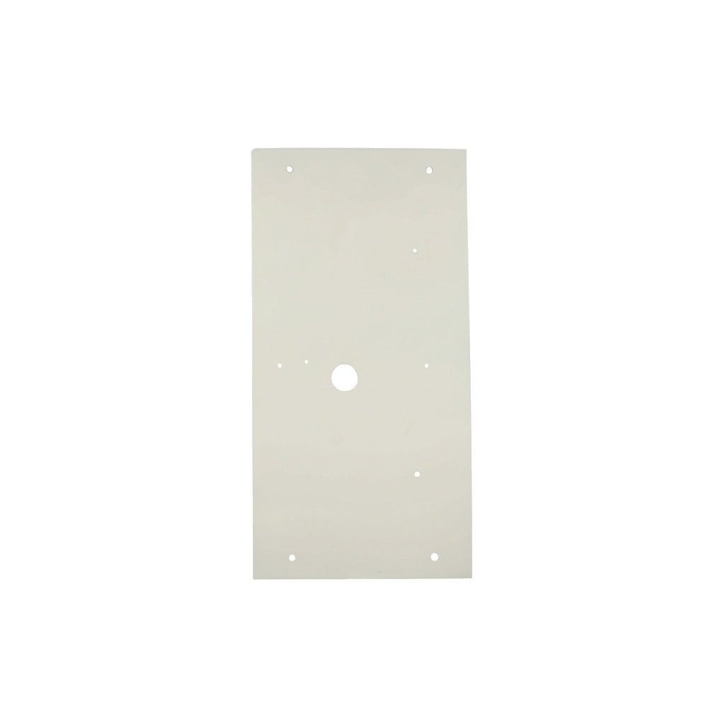 Rectangular off-white Pentair PLATE3000 wall mount adapter plate with center hole and eight mounting holes.