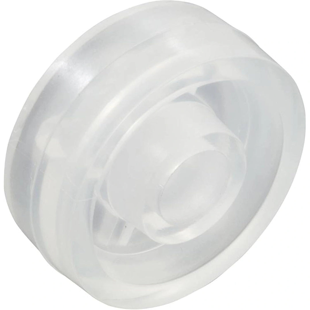 off white solid molded vacuum wheel replacement with a smooth round shape and central cylindrical hub