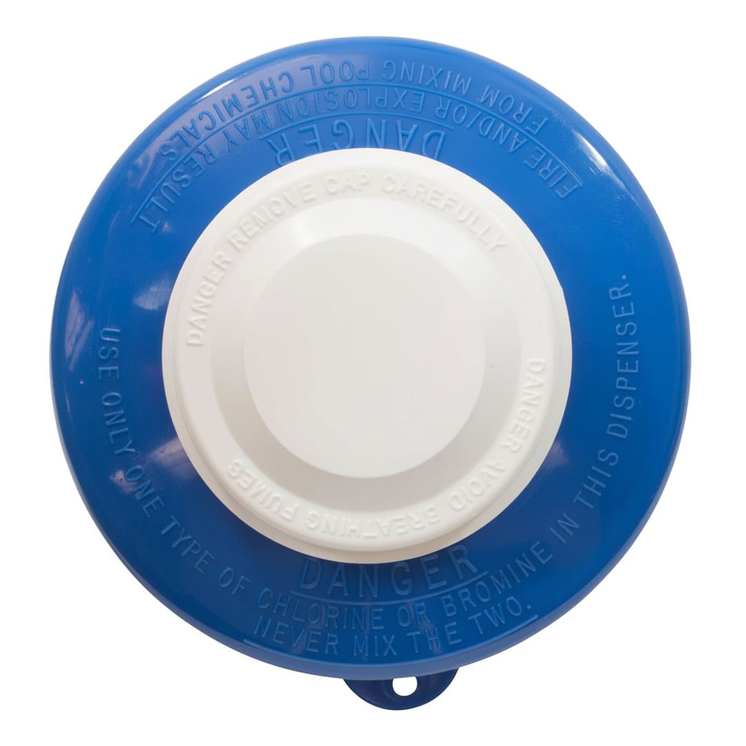 Rainbow Splasher Pool/Spa Floating Chemical Dispenser, Blue and White, Holds 11oz of 1" Tablets | R171130