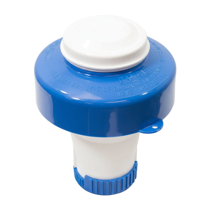 Rainbow Splasher Pool/Spa Floating Chemical Dispenser, Blue and White, Holds 11oz of 1" Tablets | R171130