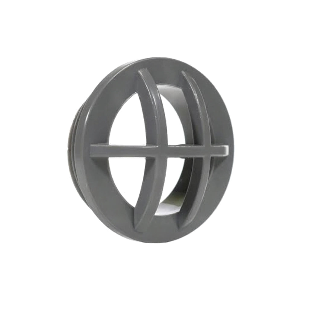 Hayward SP1026DGR dark grey round safety grate insert with cross-bar design and 1.5-inch MPT threaded back.