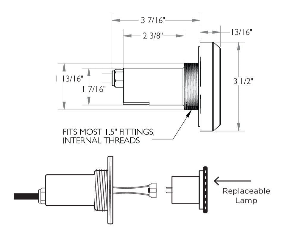 SR Smith 12VAC, 5 Watt Complete, Single Lamp with 150 ft cord | FLED-C-TR-150