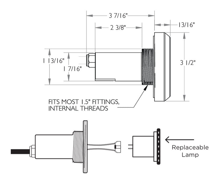 SR Smith 12VAC, 5 Watt Complete, Single Lamp with 150 ft cord | FLED-C-TR-150