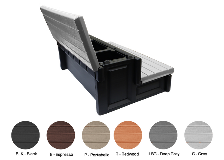 Confer Deep Gray 36" Deluxe Storage Spa Step, Deep Grey Treads &amp; Black Frame | LASS36-SC-LBG-BLK