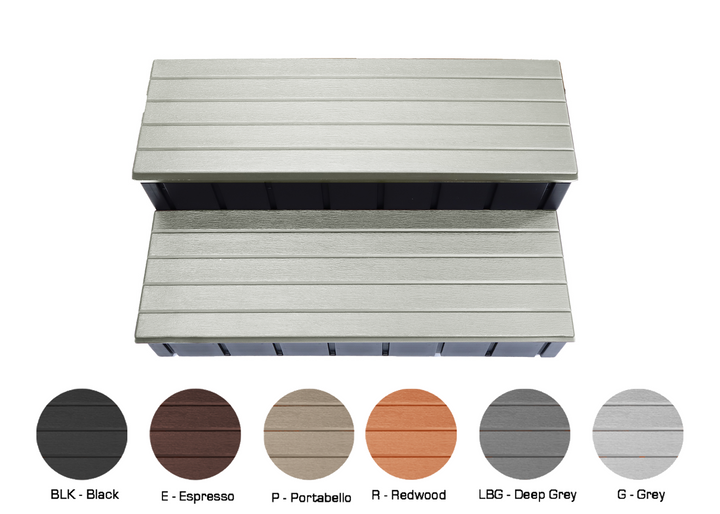 Confer Deep Gray 36" Deluxe Storage Spa Step, Deep Grey Treads &amp; Black Frame | LASS36-SC-LBG-BLK
