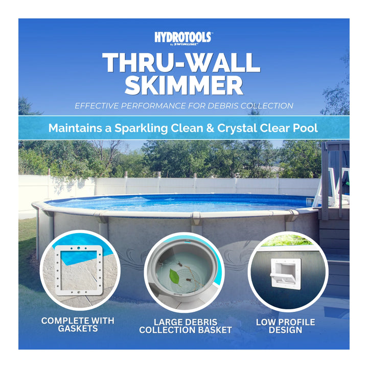 Swimline ABS Standard Thru-Wall Skimmer, Square, White | 8940