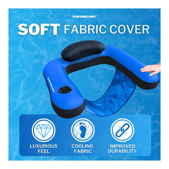 Swimline Fabric Covered U-Seat Pool Float with Mesh Sling Seat &amp; Cupholder | 90465