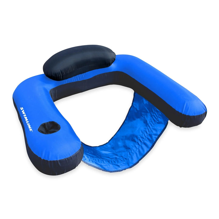 Swimline Fabric Covered U-Seat Pool Float with Mesh Sling Seat &amp; Cupholder | 90465