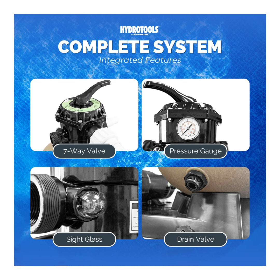 Swimline HydroTools 19" Complete Pool 1 HP Pump &amp; Tank Sand Filter System | 71915