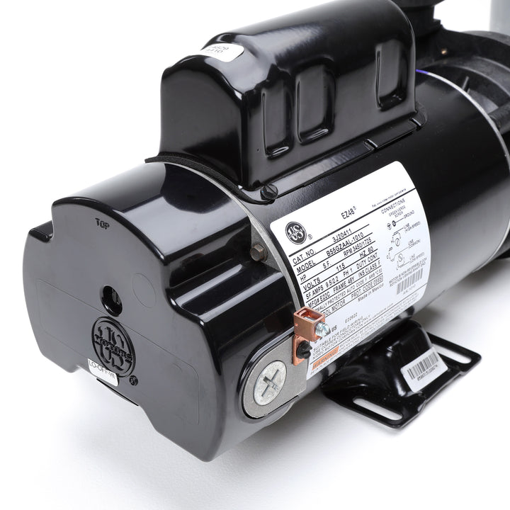 Waterway 2 HP Hi-Flo 2 dual-speed above ground pump in black with a rounded motor housing and attached mounting bracket