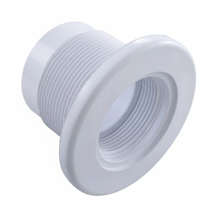 white long body return fitting with threaded exterior and socket interior for pipe connection