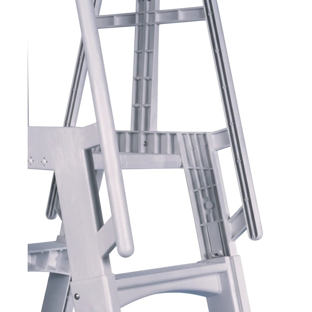 Vinyl Works A-Frame 4 Tread A/G Pool Ladder w/ Slide Lock Barrier, White or Taupe | SLA-W