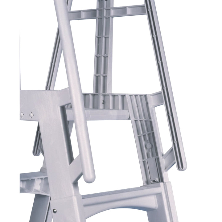 Vinyl Works A-Frame 4 Tread A/G Pool Ladder w/ Slide Lock Barrier, White or Taupe | SLA-W