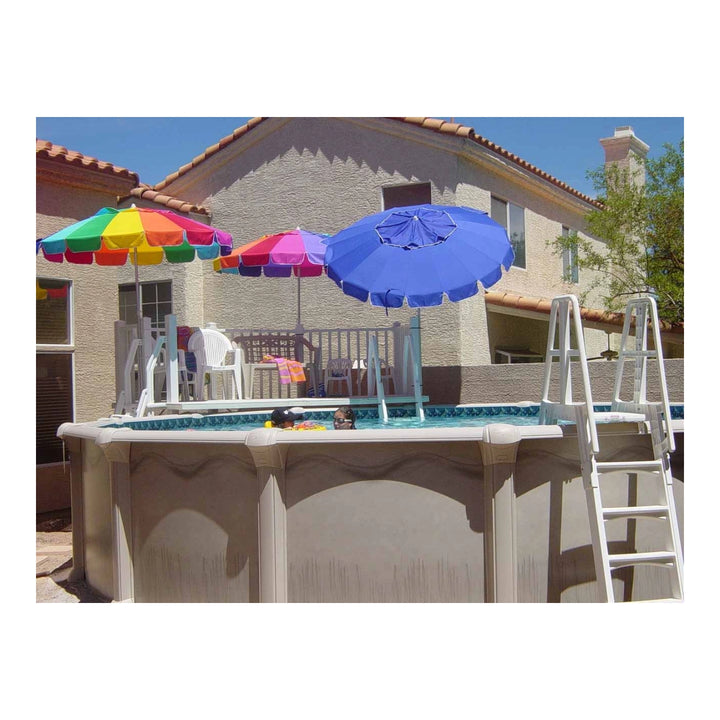 Vinyl Works A-Frame 4 Tread A/G Pool Ladder w/ Slide Lock Barrier, White or Taupe | SLA-W