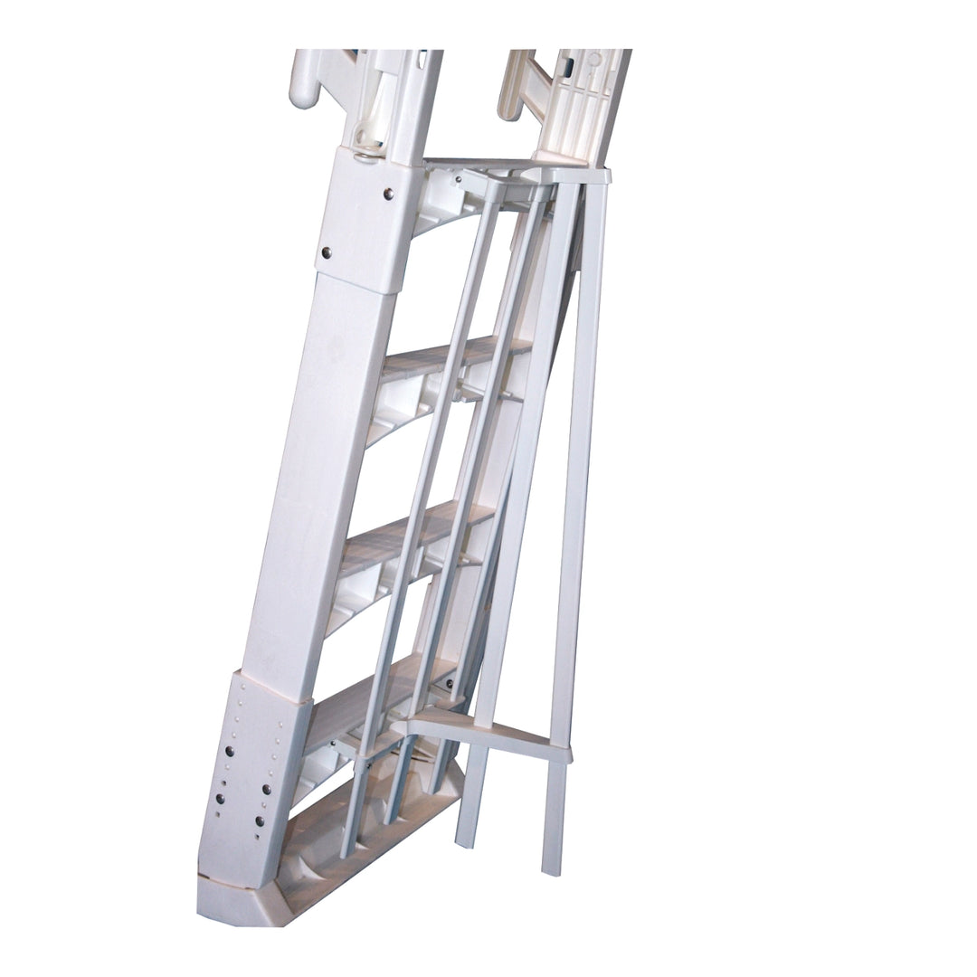 Vinyl Works A-Frame 4 Tread A/G Pool Ladder w/ Slide Lock Barrier, White or Taupe | SLA-W