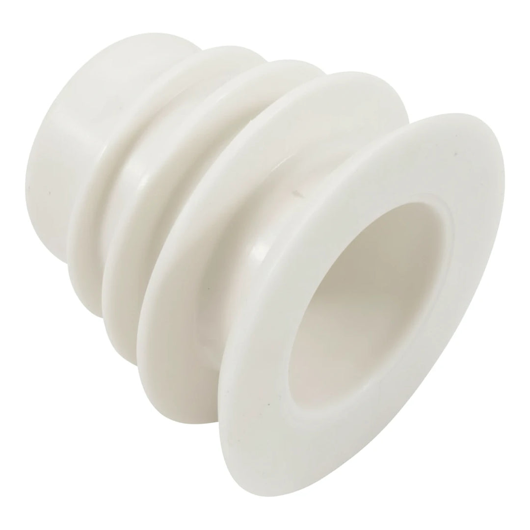 white ribbed valve cuff with a wide flanged opening and a smooth cylindrical body