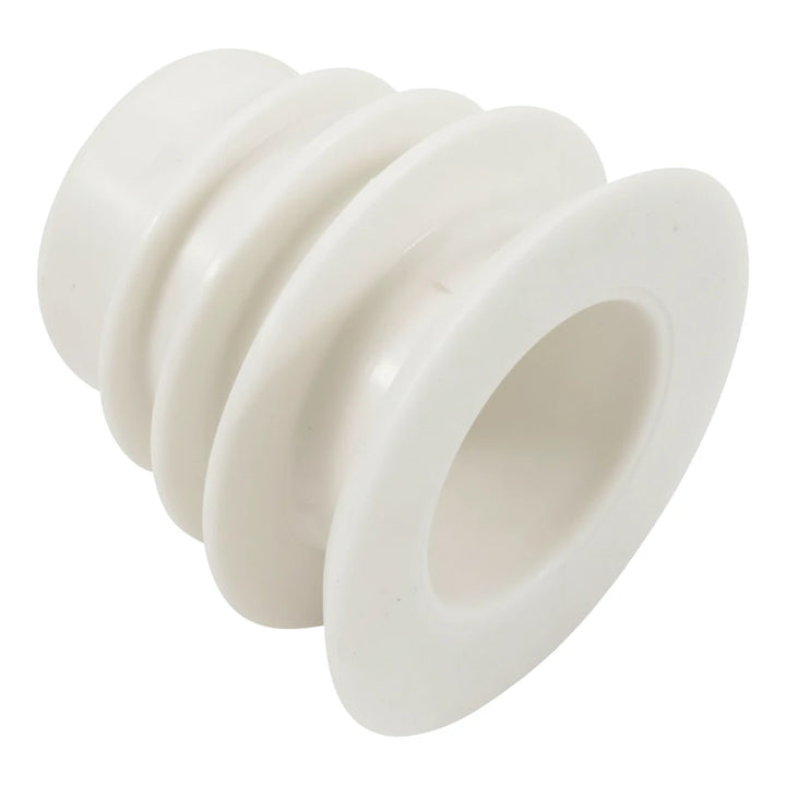 white ribbed valve cuff with a wide flanged opening and a smooth cylindrical body