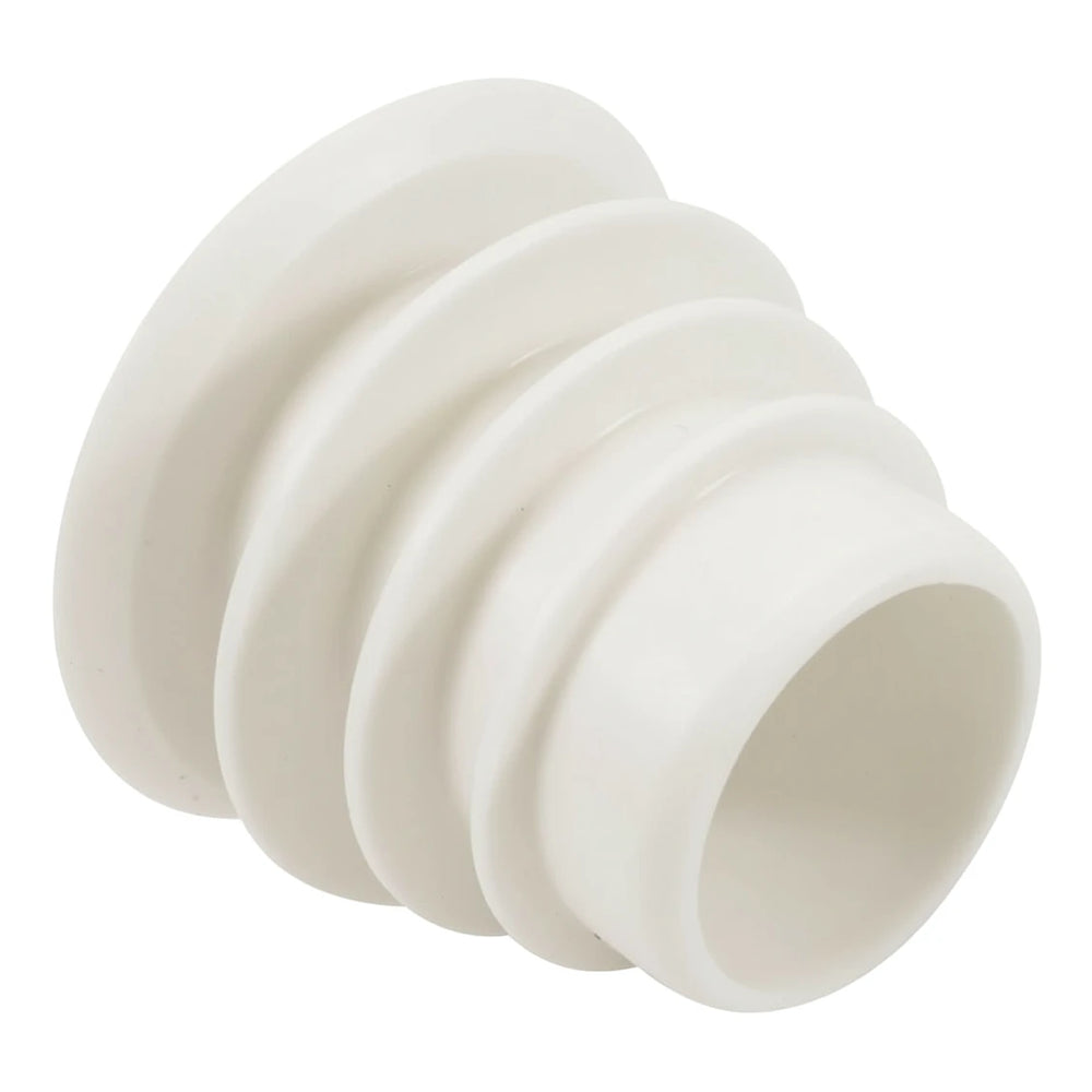 white flexible ribbed cuff valve for Zodiac Baracuda with wide opening and narrow end on a white background