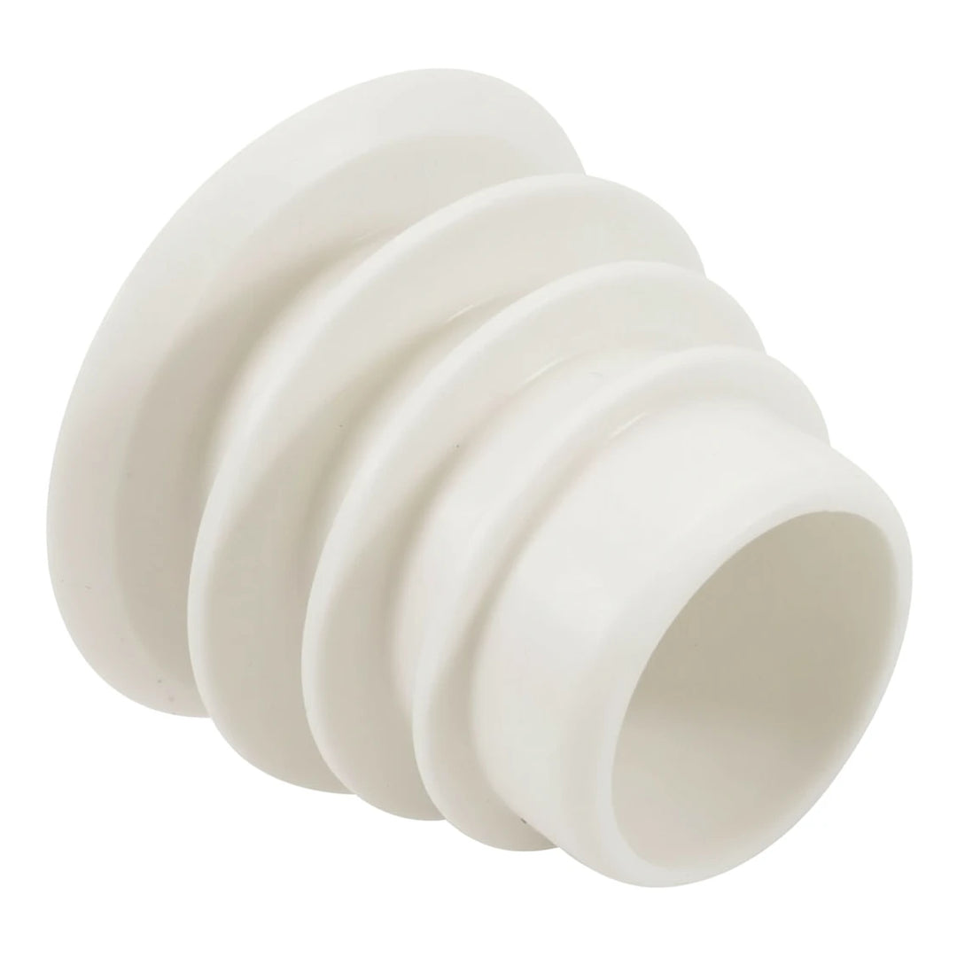 white flexible ribbed cuff valve for Zodiac Baracuda with wide opening and narrow end on a white background